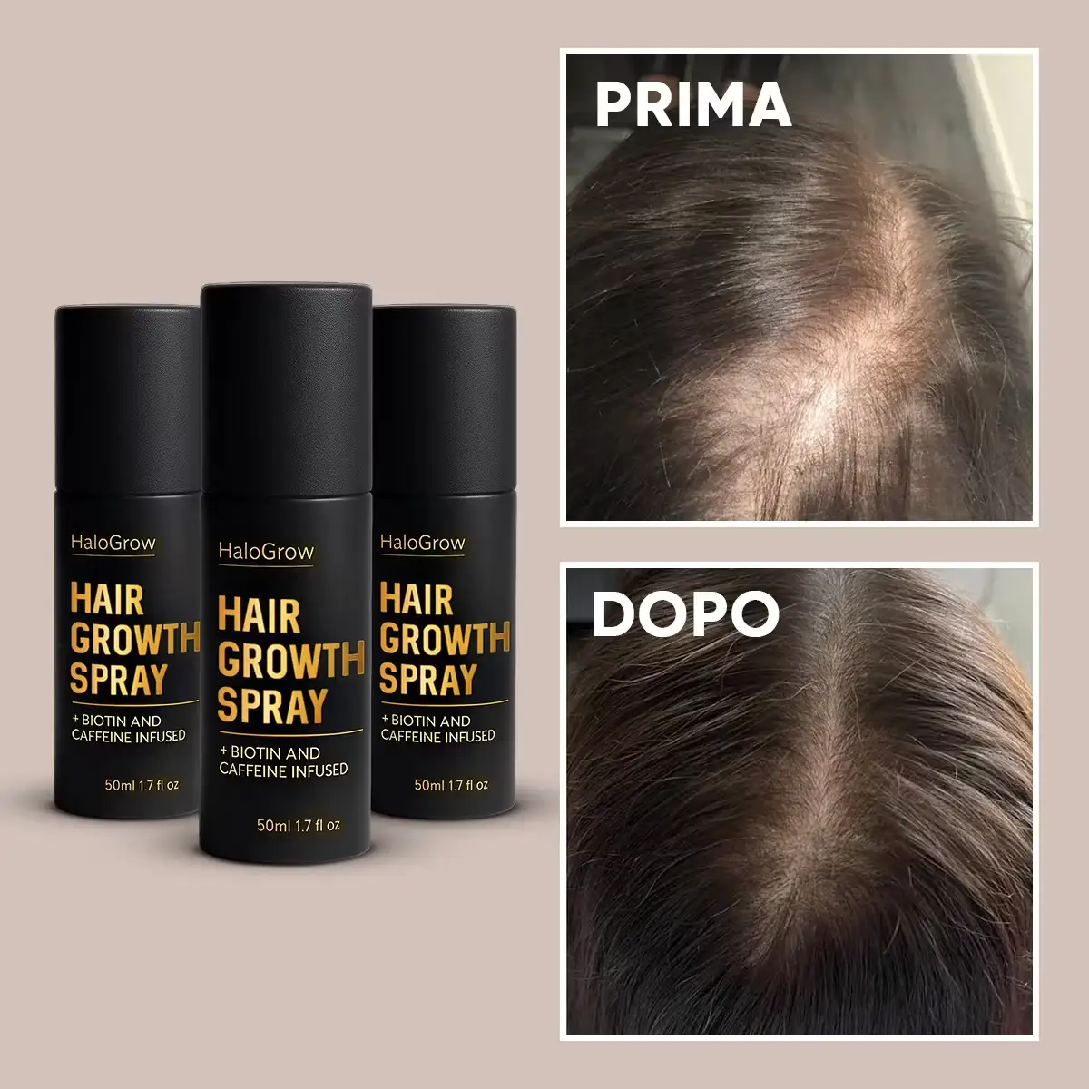 HaloGrow hair spray for targeted scalp and hair care