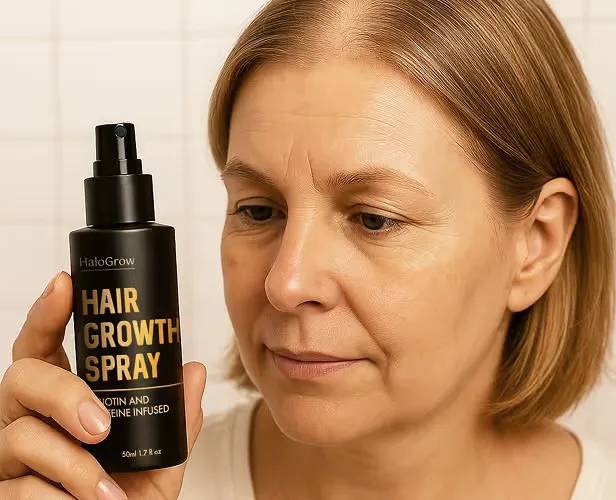 HaloGrow hair spray step 1 prepare targeted scalp areas
